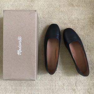 New Madewell Black Flat Square Toe Ballerina 7.5